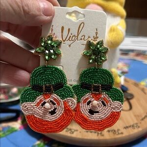 New Green & Orange Beaded Saint Patrick's Day Earrings